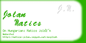 jolan matics business card